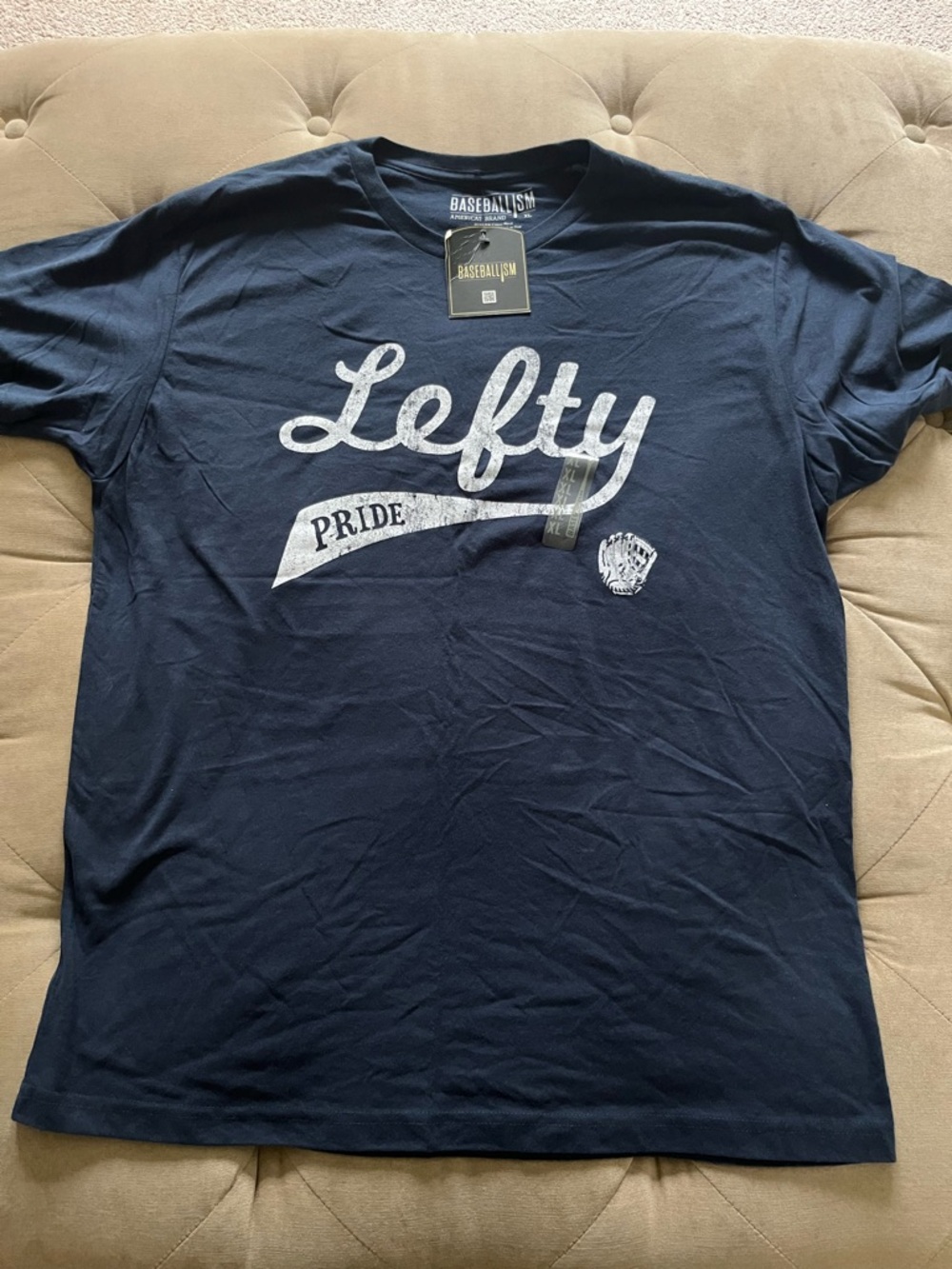 Baseballism Lefty Pride Graphic T-Shirt - Navy